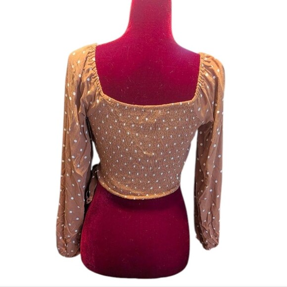Aeropostale Long Sleeve Polka Dot Surplice Crop Top Size Small - Picture 5 of 6